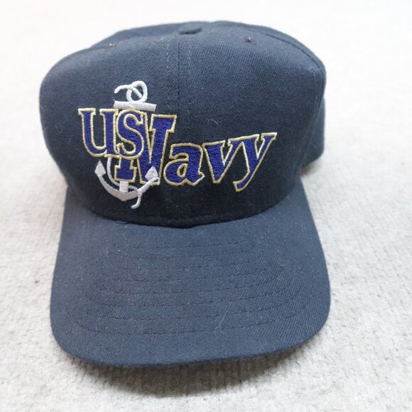 Vintage US Navy Hat Blue Snapback New Era Made in USA - Picture 1 of 5